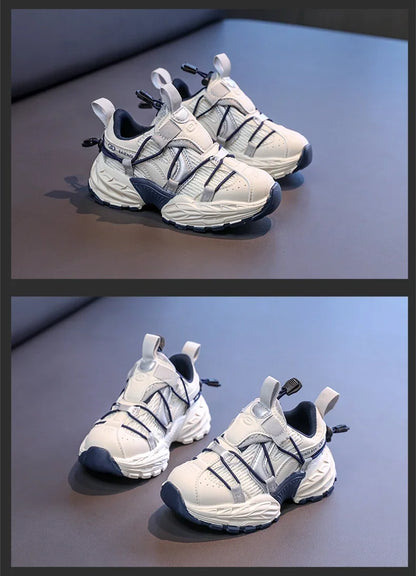 Boys Running Shoes Handsome Trendy Children Sneakers Mesh Breathable 2025 New Fashion Kids Sports Shoes Non-slip Thick Soft Sole