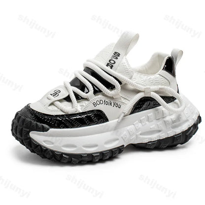 New Thick Soled Height Increasing Men's Casual Shoes 2025 Spring Color Blocked Comfortable Fashion Trend Low Cut Chunky sneakers (Available)