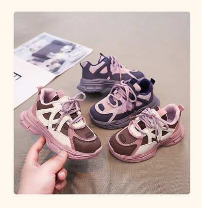Kids Sneakers Handsome Girls Running Shoes Mesh Breathable  New Girls Sports Shoes Thick Soft Sole Comfort for Students