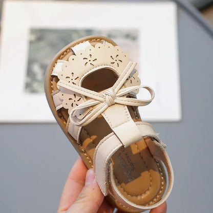 Summer Baby Girls Sandals Cut-Outs Lace Princess Shoes Children Sandals Anti Slip Soft Sole Toddler Kids Beach Shoes Size 21-30