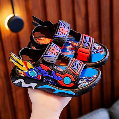 Upgraded Boys Sandals Soft Sole Anti Slip Sandal Cartoon Outwear Small and Medium Sized Children Beach Sandals