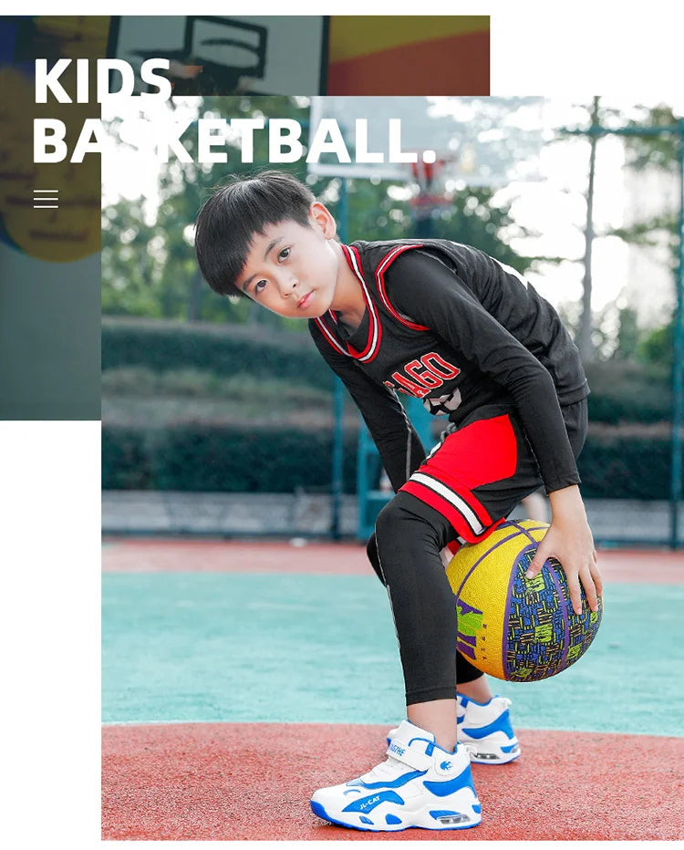 Kids Basketball Shoes Boys Student Sports Shoes School Daily Outdoor Running Sneakers High Top Children Basketball Sneakers