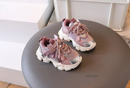 Girls & Boys Casual Sneakers Soft Sole Sports Shoes For Child Autumn colorful