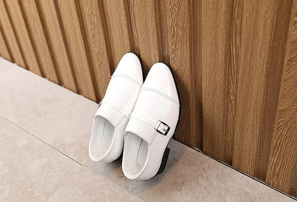 Kids Boys Girls Leather Shoes Students Boys Girls Soft Bottom Performance Shoes Black Fashion  Flower Kids Ceremonial Footwear