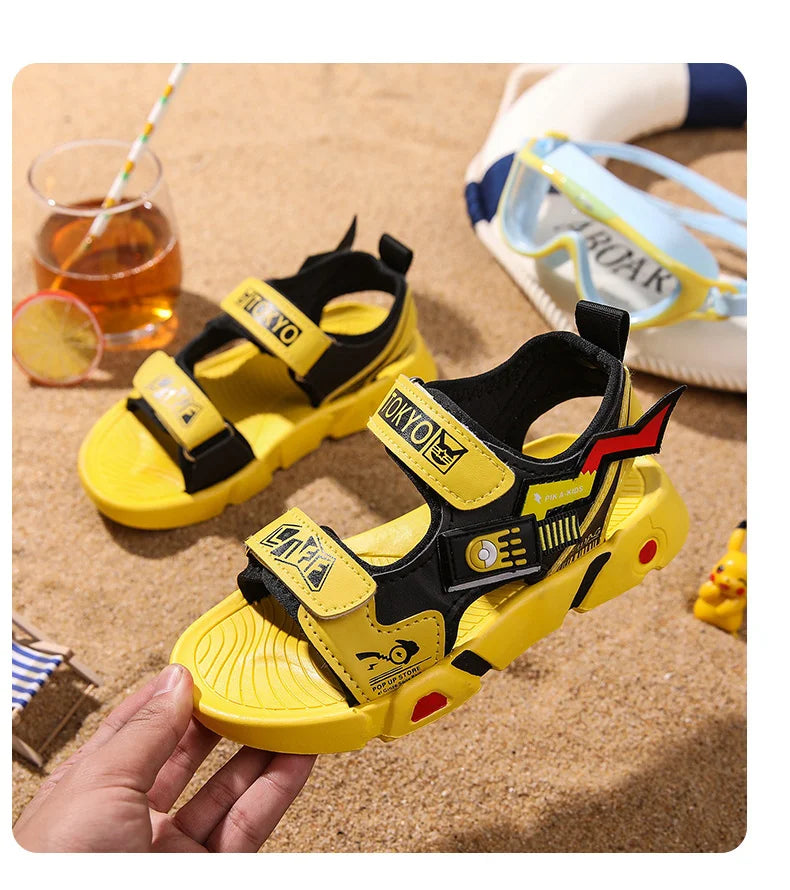 Boys Sandals 1-12 Year Old Soft Sole Anti Slip Sandals Cartoon Outwear Small and Medium Sized Children Beach Sandals