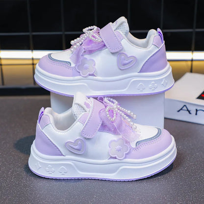 Girls Athletic Shoes Lightweight Princess Casual Sneakers Non Slip Soft Sole Toddler Kids School Tennis Fashion Shoes for Girls