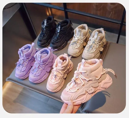Spring Autumn Children's Sneakers Causal Boys Girls High-top Sneakers Simple Non-slip Breathable Kids School Basketball Shoes