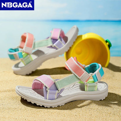 Summer Children Girls' Breathable Sport Sandals Non-Slip Soft Sole Outdoor Beach Shoes Kids Casual Waking Sandals Size 30-38