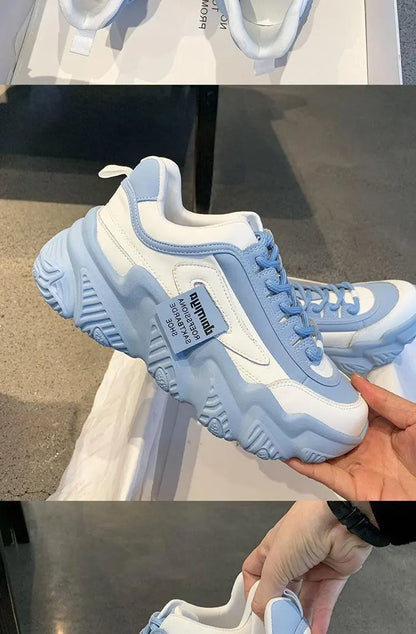 2023Women Shoes Fashion Trend Casual Sneakers Women Comfortable Soft Bottom Lace Up Female Platform Shoes Zapatos De Mujer