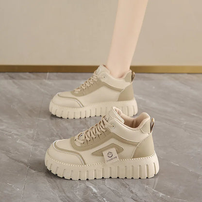 Women's Platform Sneakers Fashion High-top Casual Shoes for Women Lace Up Vulcanized Shoes Trendy Skateboard Shoes Zapatos Mujer