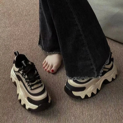 2024 New Sneakers Women Casual White Shoes Fashion Height Increasing Thick Bottom Spring Platform Leather Woman Chunky Sneakers
