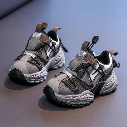 Boys Running Shoes Handsome Trendy Children Sneakers Mesh Breathable 2025 New Fashion Kids Sports Shoes Non-slip Thick Soft Sole