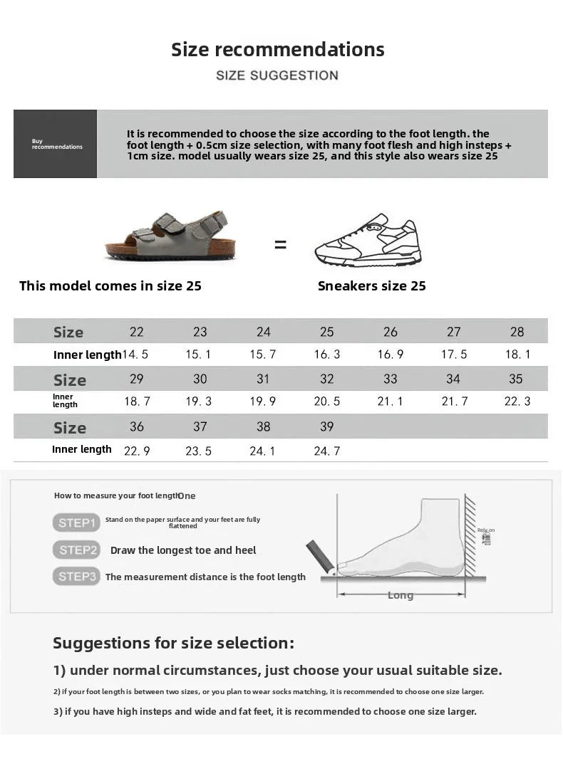 Boys Summer Soft Soled Cork Sandals Children One Line Herringbone Slippers Girl Beach Breathable Double Ring Buckle Casual Shoes