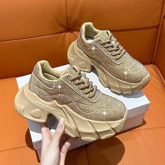 Shoes for Women New Shiny Rhinestone Women's Sneakers Shoes Autumn Korean Fashion Thick Sole Sports Shoes Zapatos De Mujer