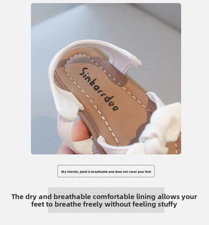 Girls Princess Sandals with Bow-knot Fashion Classic Baby Kids Beach Shoes Children Summer Sandals Simple Size 21-30 Hot Sale
