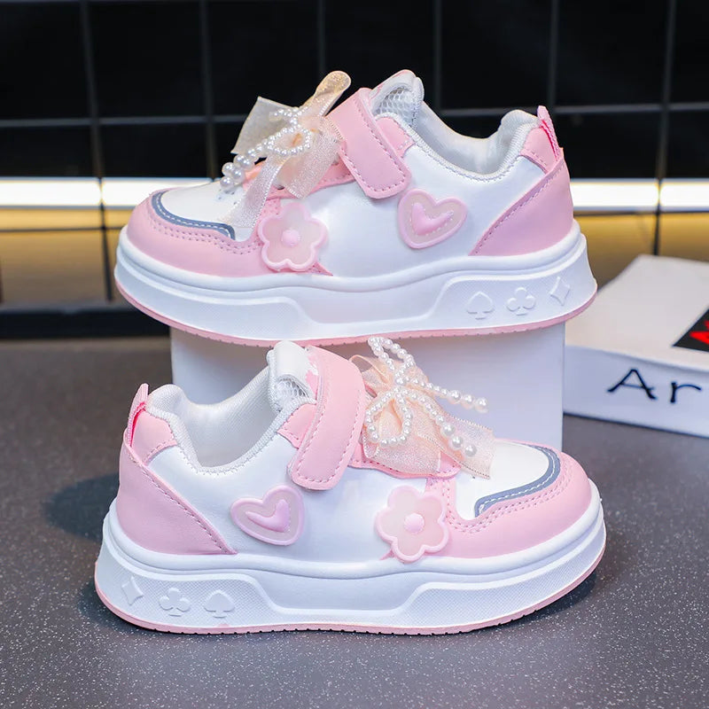 Girls Athletic Shoes Lightweight Princess Casual Sneakers Non Slip Soft Sole Toddler Kids School Tennis Fashion Shoes for Girls