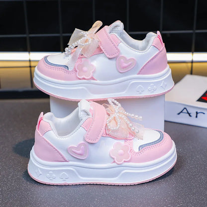 Girls Athletic Shoes Lightweight Princess Casual Sneakers Non Slip Soft Sole Toddler Kids School Tennis Fashion Shoes for Girls