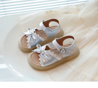 Girls Sandals Sweet Bow Toddler Kids Princess Beach Shoes Soft Sole Summer New Children Casual Shoes Breathable Non-slip