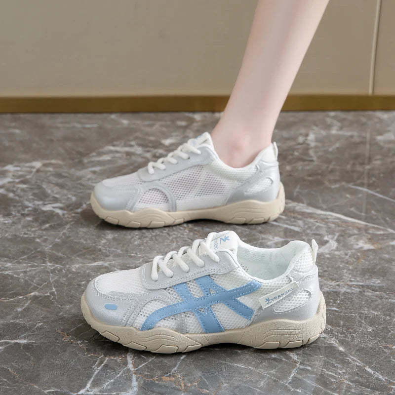 Women's Shoes Casual Platform Shoes Women Round Toe Lace-Up Tennis Vulcanized Sneakers New Style Korean Couple Elderly Shoes
