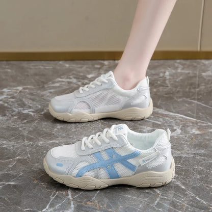 Women's Shoes Casual Platform Shoes Women Round Toe Lace-Up Tennis Vulcanized Sneakers New Style Korean Couple Elderly Shoes