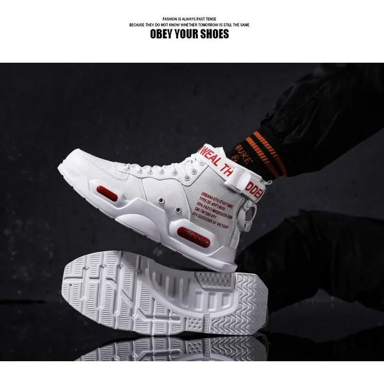 Mens Casual Sneakers High-tops Sneakers Trendy Boys Basketball Sports Tennis Shoes Outdoor Off-road Shoes Couple Sneakers