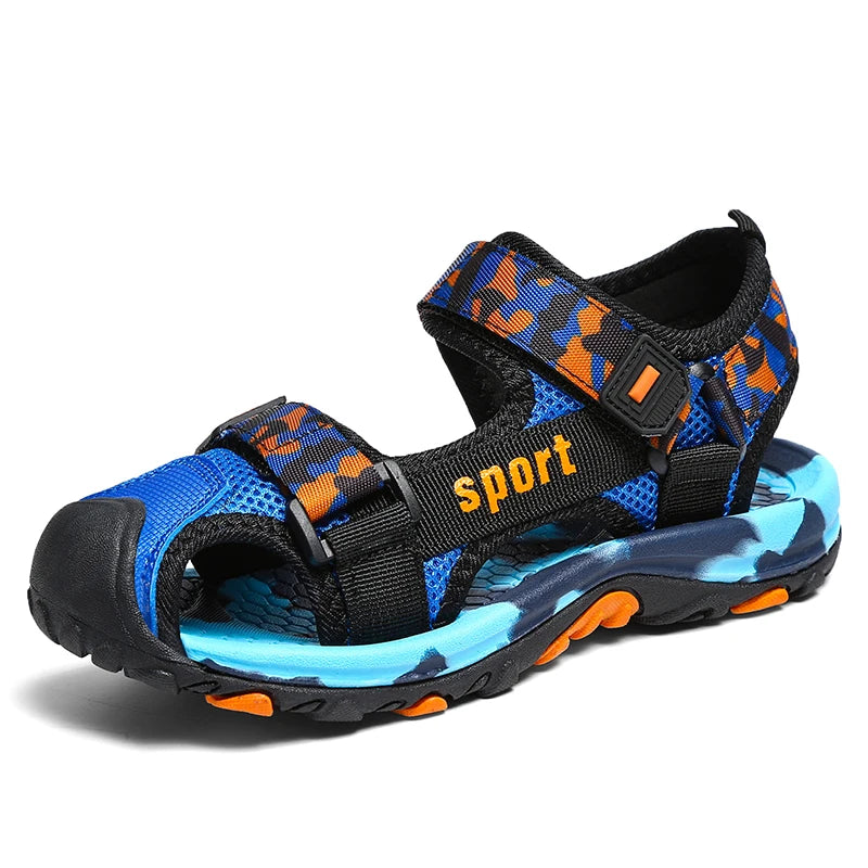 New Summer Beach Water Children Sandals Fashion Shoes Lightweight Non-slip Soft Bottom Shading Leather Boys Comfortable