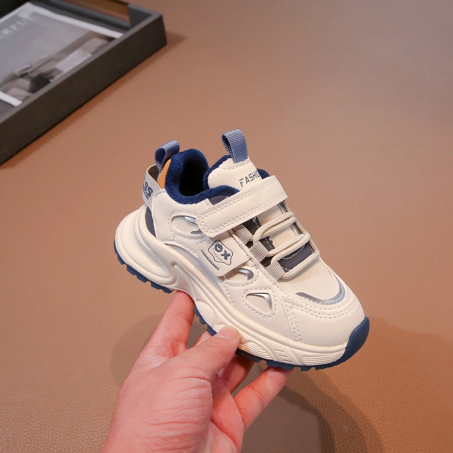 Warm Winter Kids Sneakers: PU Leather, Anti-Slip Rubber Sole, Lightweight Sports Shoes for Boys & Girls