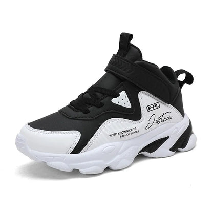 Boys Autumn Leather Sneakers Children Waterproof Wear-resistant Basketball Shoes Boys Color blocking Casual Soft soled Sneakers