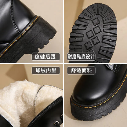 New Women Boots Goth Casual Shoes Woman Leather Chelsea Classic Female Goth Shoes High Platform Boots Women Boots