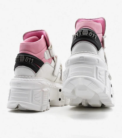 Woman Sneakers New Punk Style Women Shoes Gothic Ankle Rock Boots Lace-up Heel Height Platform Shoes Woman Metal Decor