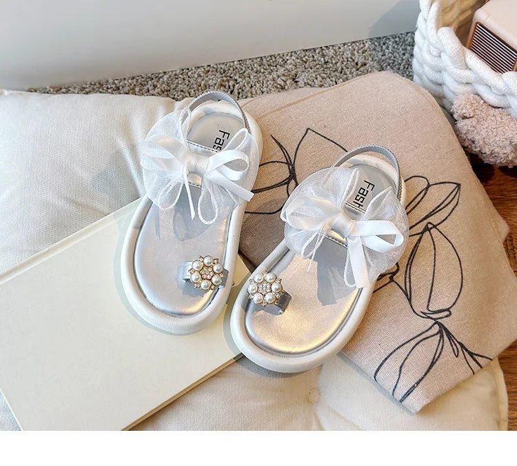 Girls' Elegant Sandals - Versatile & Stylish For Indoor/Outdoor, Beach-Ready Princess Shoes With Beaded Tassels, Breathable & Li