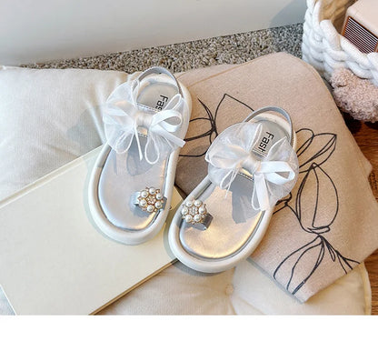 Girls' Elegant Sandals - Versatile & Stylish For Indoor/Outdoor, Beach-Ready Princess Shoes With Beaded Tassels, Breathable & Li