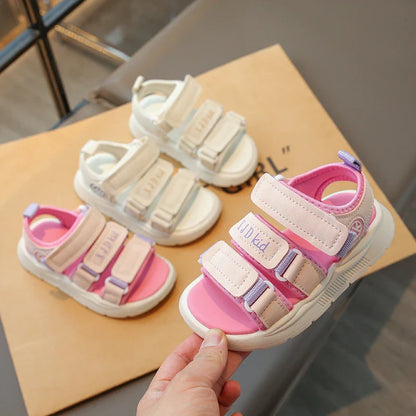Summer Anti-Slippery Little Kids Sandals for Girls Non-Slip Soft Sole Toddler Beach Shoes School Versatile Chic Casual Footwear