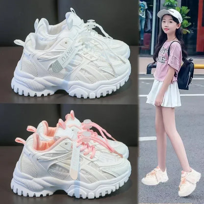Girls Sneakers  Children Casual Shoes Mesh Platform Designer Tennis Sneaker 6 To 12 Years Kids Sports Shoe for Girl