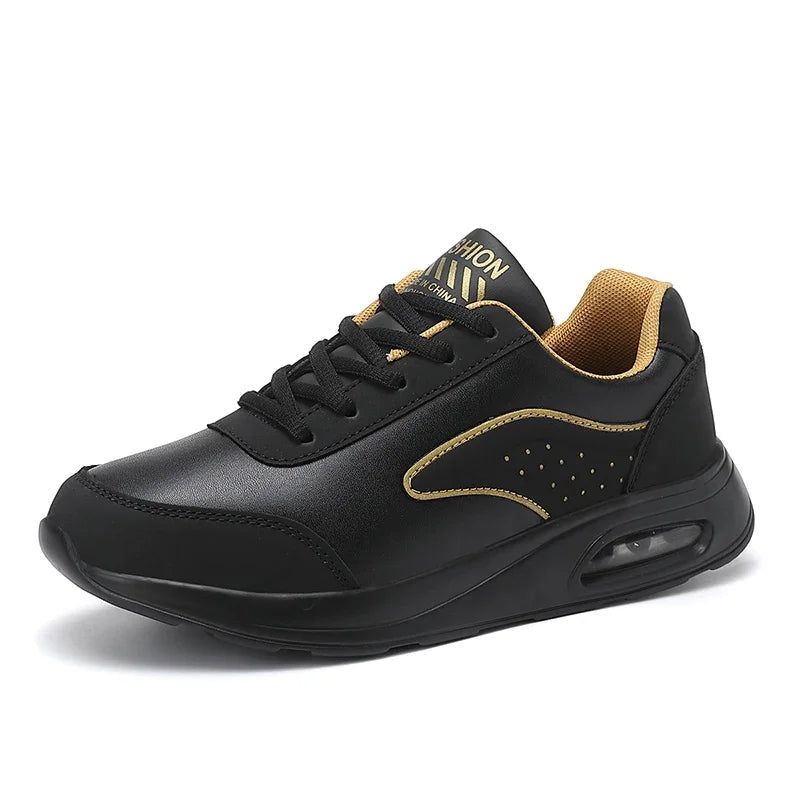 New Women's Fashionable Sneakers Leather Women's Casual Shoes Lace Up Flat Shoes Ladies Lightweight Fitness Walking Shoes