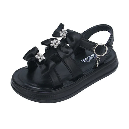 Girls Sandals with Sweet Bows Soft Sole Kids Beach Shoes Versatile 2025 Summer New Children Princess Shoes Casual Non-slip Cute