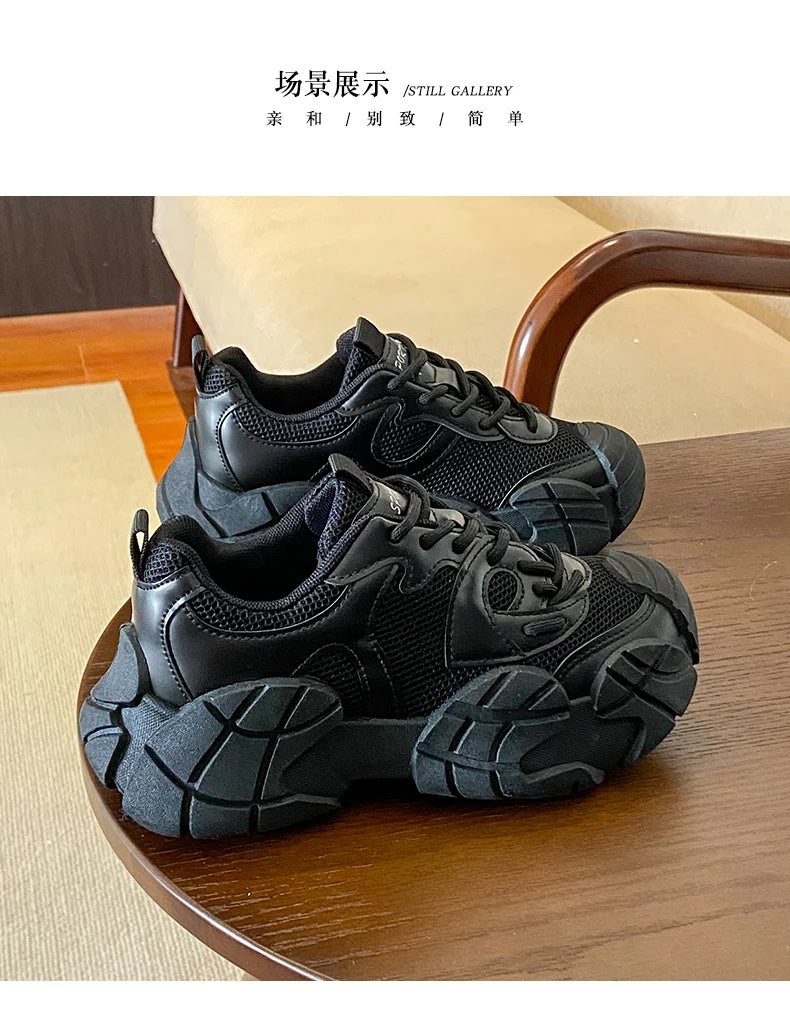 Women Platform Sneakers Lace Up Running Sports Shoes Soft Breathable Tennis Sneakers Casual Outdoor Comfortable Shoes For Female