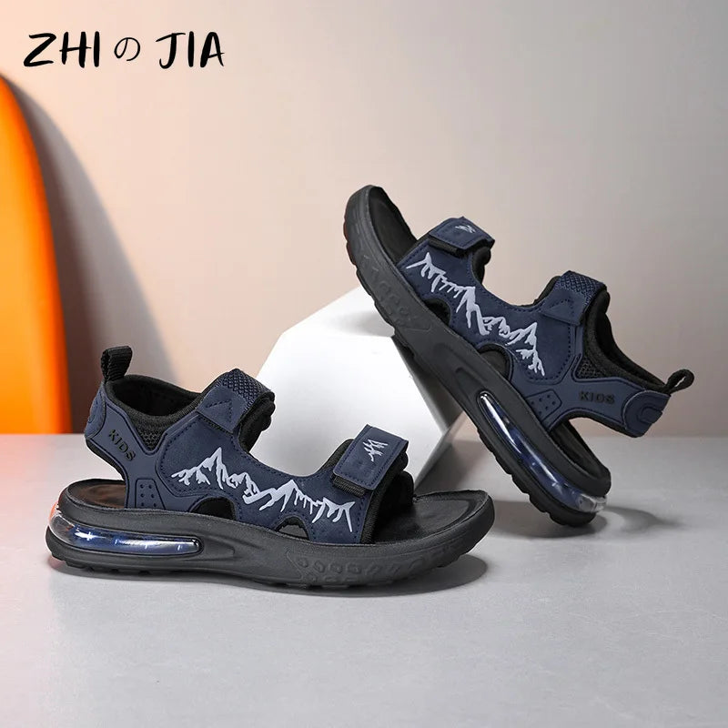 Summer New Children's Sports Sandals Boys Open Toe Air Cushion Sandals Water Beach Shoes Youth Lightweight Comfortable Slippers