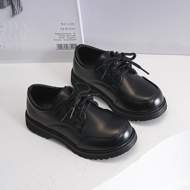 Children School Uniform Shoes Black Matte Glossy Boys Performance Shoes Chic 2025 Spring Autumn Kids Formal Shoes Soft Bottom