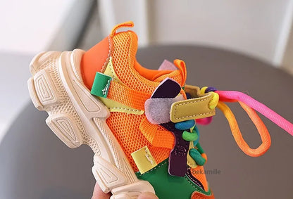 Girls & Boys Casual Sneakers Soft Sole Sports Shoes For Child Autumn colorful