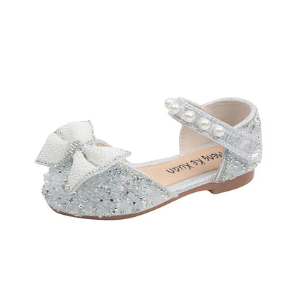 2026 Kids Shoes Summer for Girl Sandals Fashion Sequins Rhinestone Bow Girls Princess Shoe Soft Bottom
