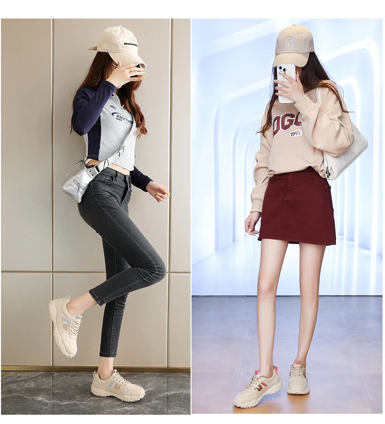 Low-top casual sneakers for women, versatile sports shoes, chunky dad shoes, slip-resistant and durable fashion shoes, KT299-1
