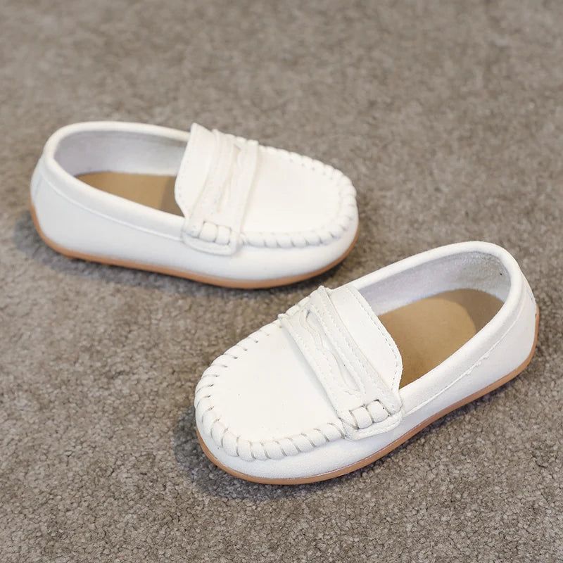 Boys Moccasins Shoes Fashion Solid Color Kids School Causal Shoes Breathable Non-slip Children Slip-on Flats Loafers Size 21-30