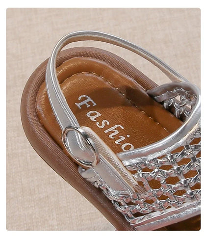 Summer New Little Kids Woven Sandals for Girls Anti-slippery Soft Sole Toddler Beach Shoes Boho Chic Princess Retro Girls