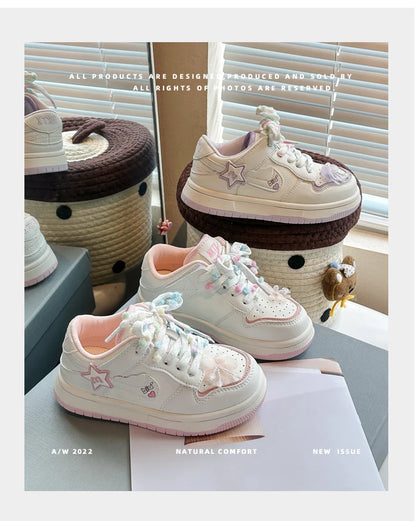 Girls' white sneakers autumn New leather breathable casual shoes, girls' soft-soled sports shoes and running shoes