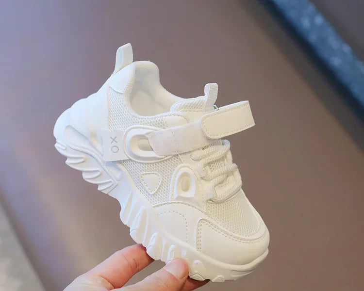 2025 New Spring Autumn Boys White Shoes Girls Breathable Mesh Casual Soft Sole Sneakers Kids Running Shoes Children Sports Shoes