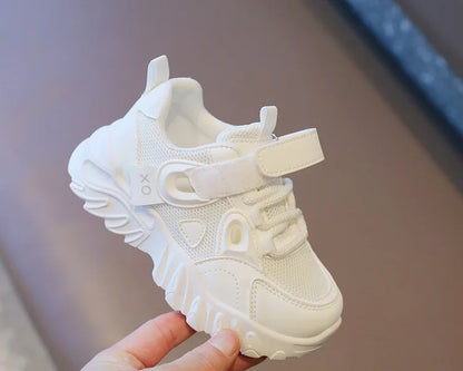 2025 New Spring Autumn Boys White Shoes Girls Breathable Mesh Casual Soft Sole Sneakers Kids Running Shoes Children Sports Shoes