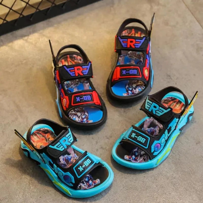 Upgraded Boys Sandals Soft Sole Anti Slip Sandal Cartoon Outwear Small and Medium Sized Children Beach Sandals