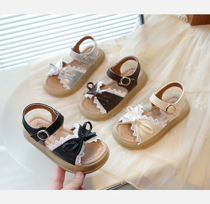 Girls Sandals Sweet Bow Toddler Kids Princess Beach Shoes Soft Sole Summer New Children Casual Shoes Breathable Non-slip