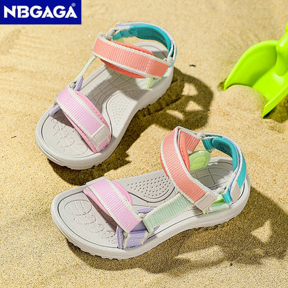 Summer Children Girls' Breathable Sport Sandals Non-Slip Soft Sole Outdoor Beach Shoes Kids Casual Waking Sandals Size 30-38